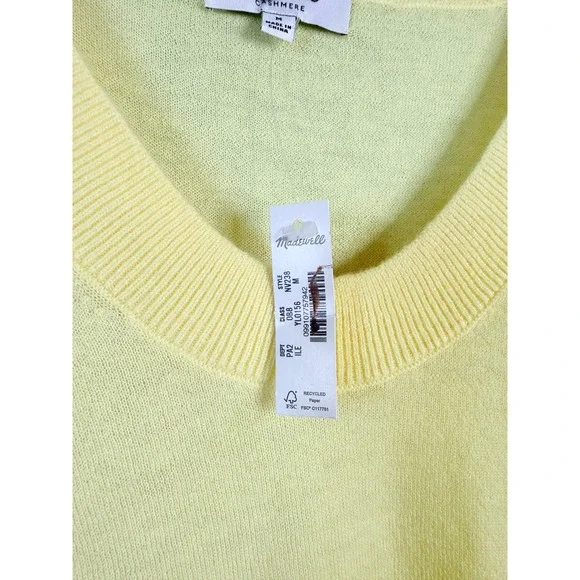 Madewell Cashmere U-Neck Pullover Iced Lemon Medium NWT - Picture 6 of 9